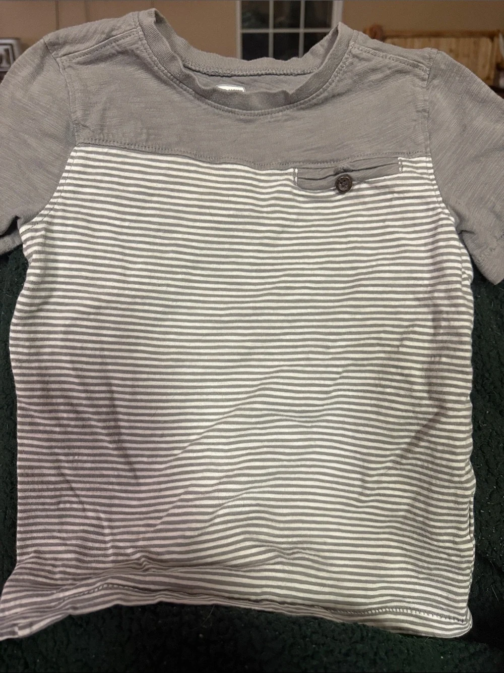 Old Navy Gray and White Striped Short-Sleeve Tee